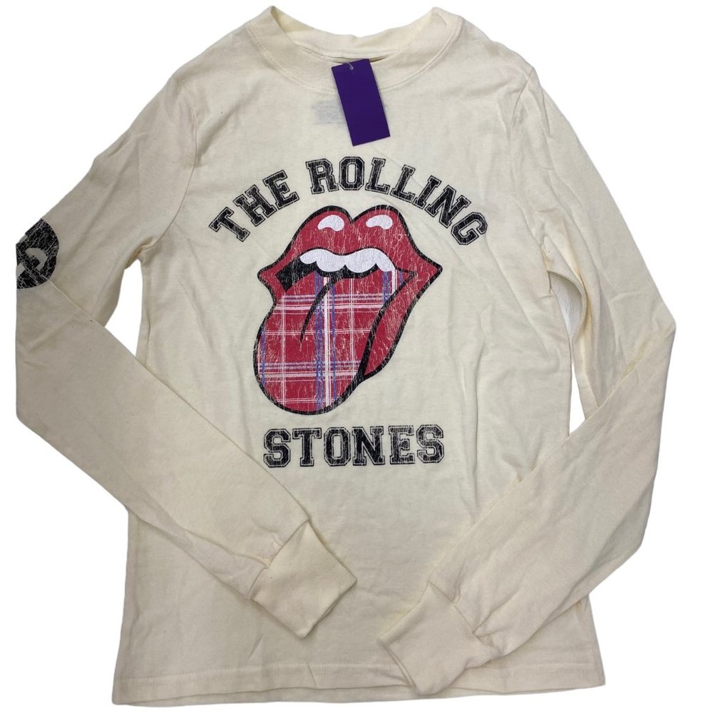 The Rolling Stones Women's Long Sleeve Graphic T-Shirt 72 Plaid Tongue Logo Tee - Picture 8 of 12